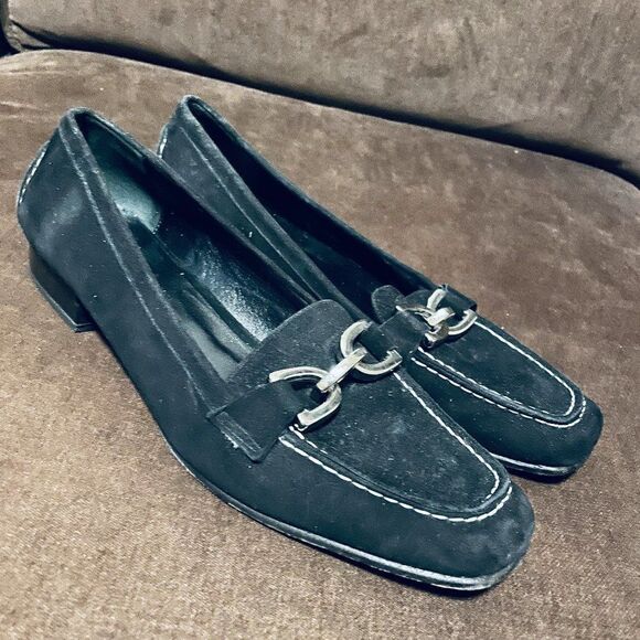 Excellent Claudia Ciutti Womens Horse Bit Loafers Driving shoes 9.5 US Blk Suede - Picture 1 of 7